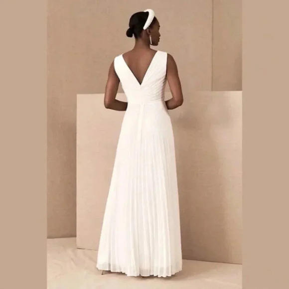 NWT Anthropologie BHLDN Badgley Mischka Sloane Dress White Plunge Maxi Size 2 - Picture 3 of 14